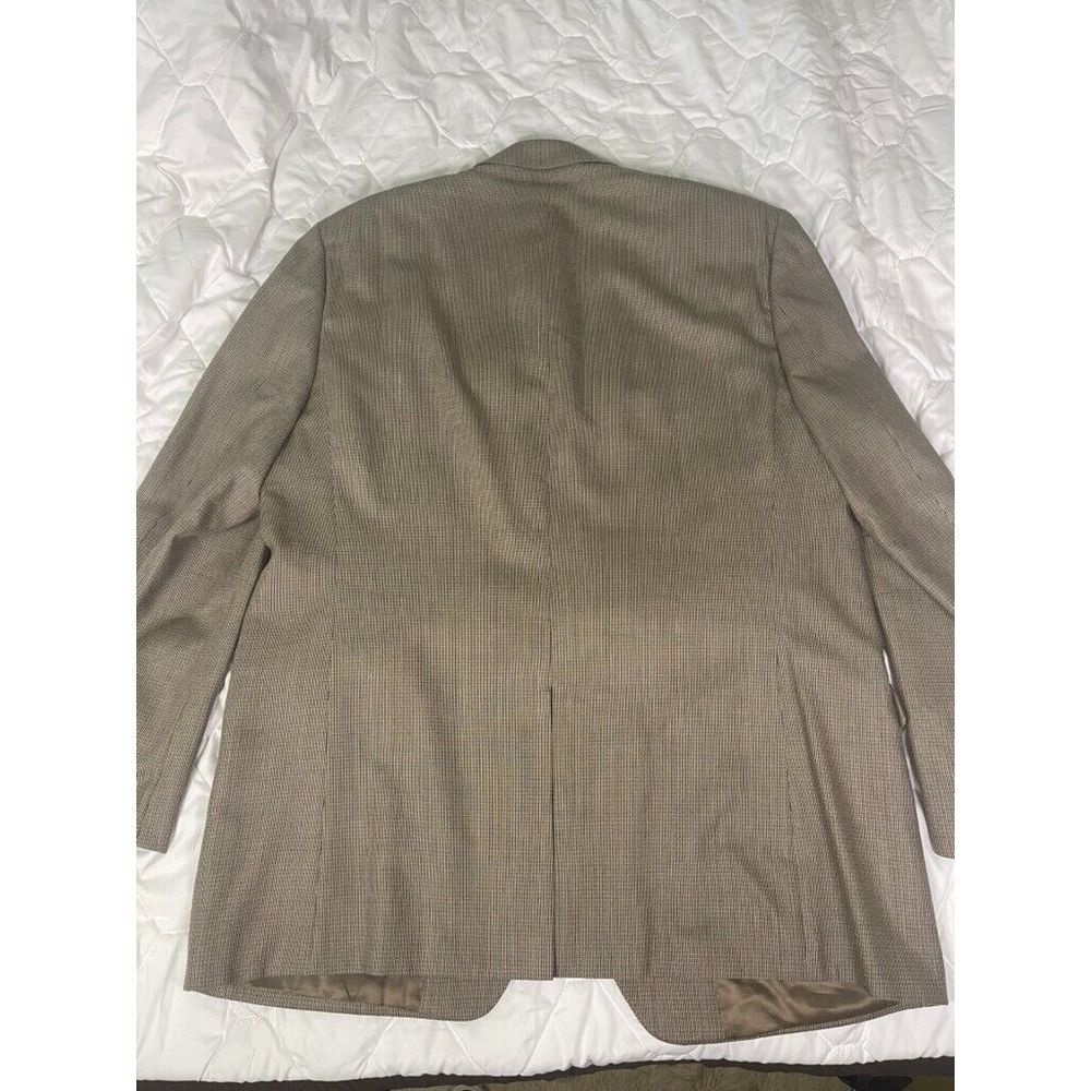 Lauren Ralph Lauren Mens Blazer 46L Brown Silk Wool Check 2 Button Single Vent - Picture 3 of 13